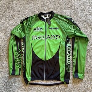 Official Ireland Cycling Jacket Men's Wind Tex Thermal Full Zip Green Black